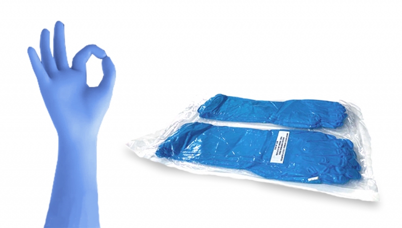 16寸藍色丁腈無塵室手套